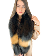 Silver Fox Fur Stole 55' (140cm) Saga Furs Black Fur With Gold Spots Fur Collar image 1