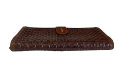 Vtg Women BALLY Woven Leather Brown Wallet Made in Italy Clutch Handbag Weave image 9