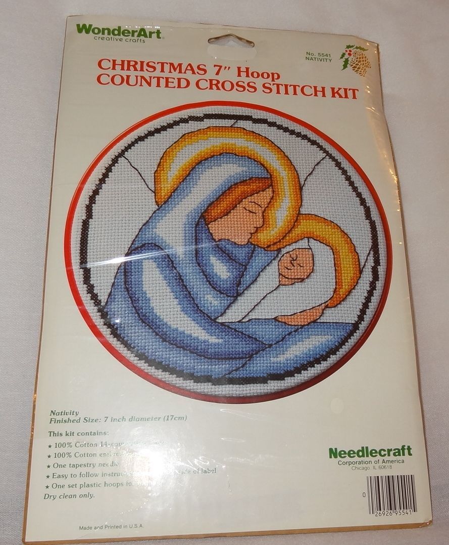 New Nativity Christmas Counted Cross Stitch Kit No.5541 WonderArt 7" Hoop - $18.94