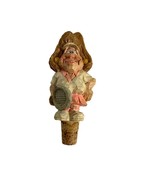 Lucy Lobber Spit N Whittle Wine Bottle Stopper Cork Tennis Player Carved... - $24.75
