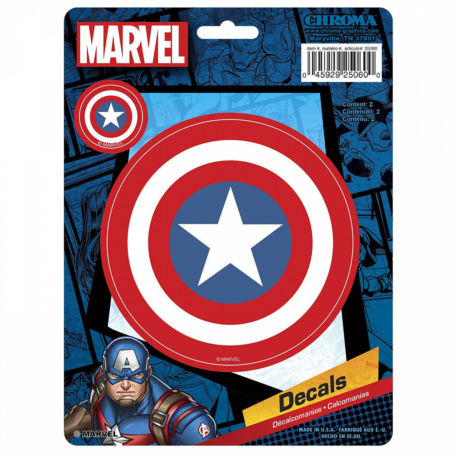 Captain America Shield Car Emblem Multi Color Decals Stickers