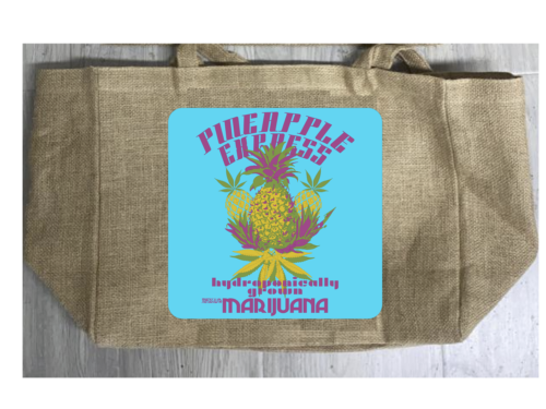 PINEAPPLE EXPRESS BURLAP TOTE BAG marijuana pot leaf psychedelic #920