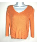 Ralph Lauren LRL Womens Orange 100% Cotton Cable Knit V Neck Sweater Small - $10.45