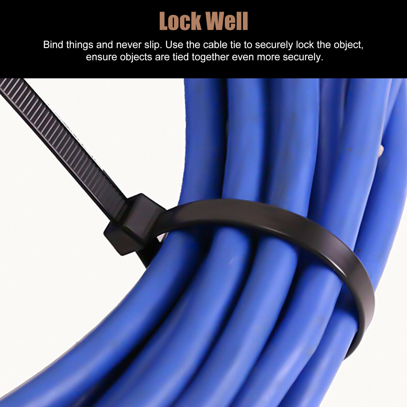12"" Reusable Cable Zip Ties Heavy Duty Releasable 75 lb Nylon Black
