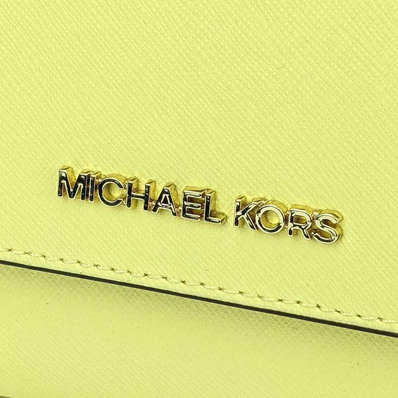 Michael Kors Jet Set Large Continental Wallet Wristlet Brown Mk Buttercup  Yellow