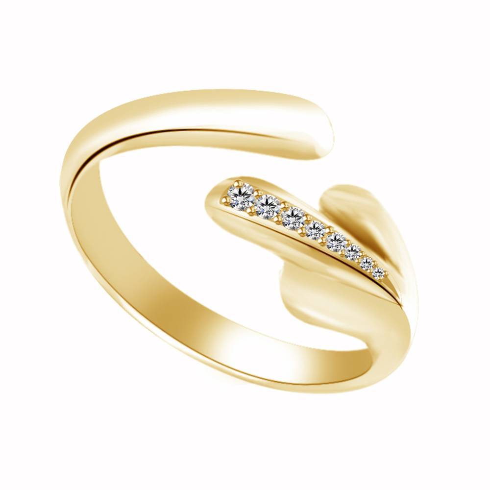 14k Yellow Gold Plated 925 Women Bypass Adjustable Toe Ring - Toe Rings