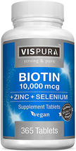 Biotin 10000 Mcg + Zinc + Selenium, Pure, Vegan &amp; Extra Strong, Best Sup... - $43.55