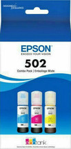 New Genuine Epson Eco Tank Ink 502 Combo Pack Cyan Magenta Yellow ~ Free Shipping - $34.53
