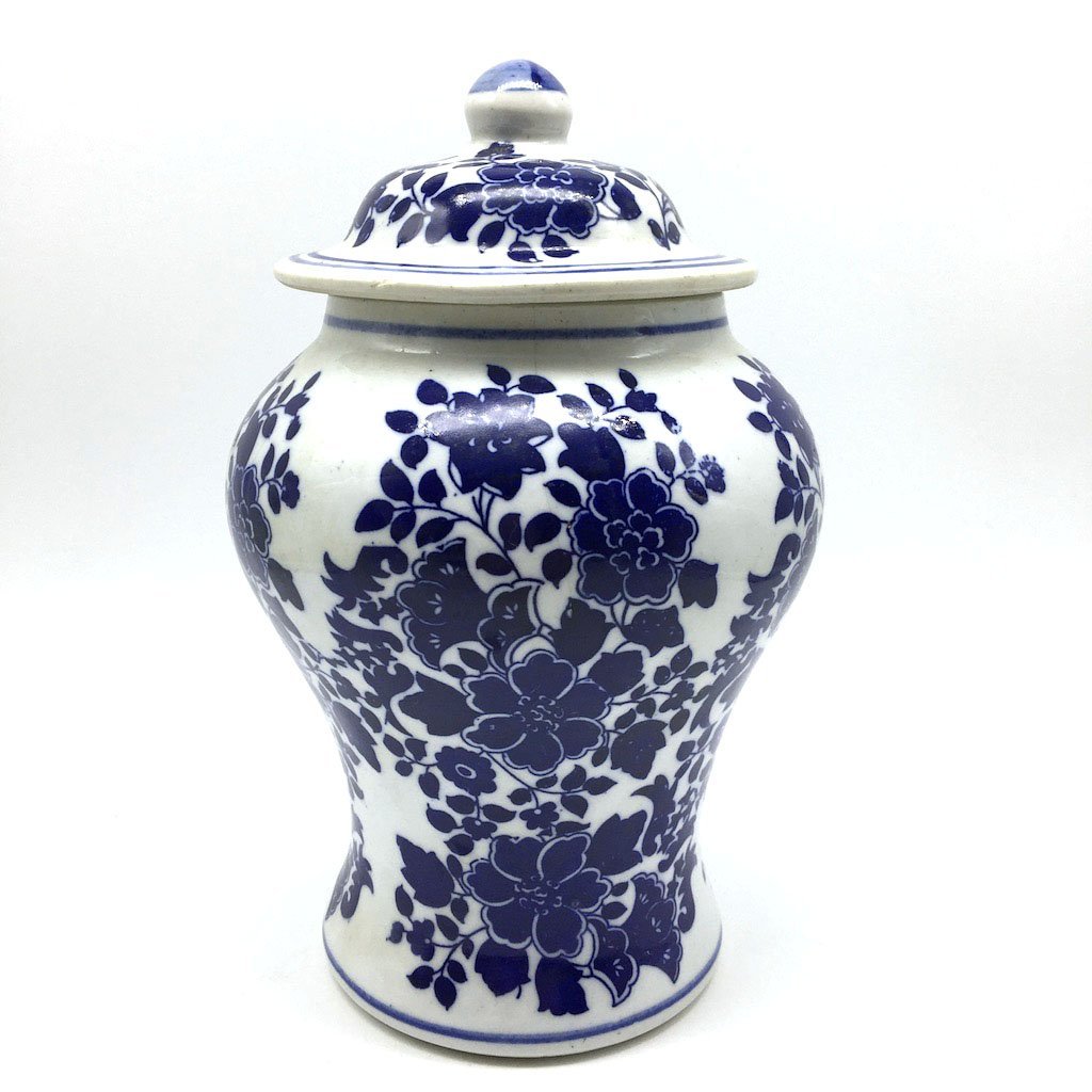 Chinese Porcelain Handpainted Flowers Decorative Vase Jar with Lid 8.