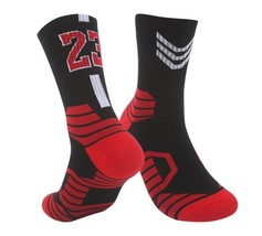1 Pair NEW #23 Michael Jordan Socks Chicago Bulls Adult BLACK RED NBA Ba... - $14.99