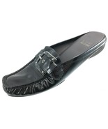 SH17 Stuart Weitzman Sz 6M Black Patent Leather Buckle Slide Shoes Moc Toe - $15.83