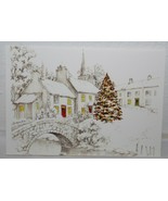 10 House Church in Snow scene Christmas Cards Clever Factory with Envelopes - $9.89