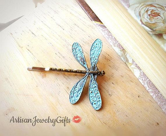 Light Blue Patina Dragonfly Bobby Pin Light And 50 Similar Items
