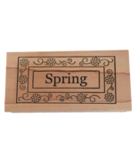 Outlines Rubber Stamp Spring Card Making Word in Rectangle Flowers Season - $5.99