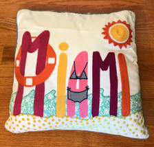 Pottery Barn Teen Miami Embroidered 17 X 17 Pillow Cover Sham sun bikini... - $19.77