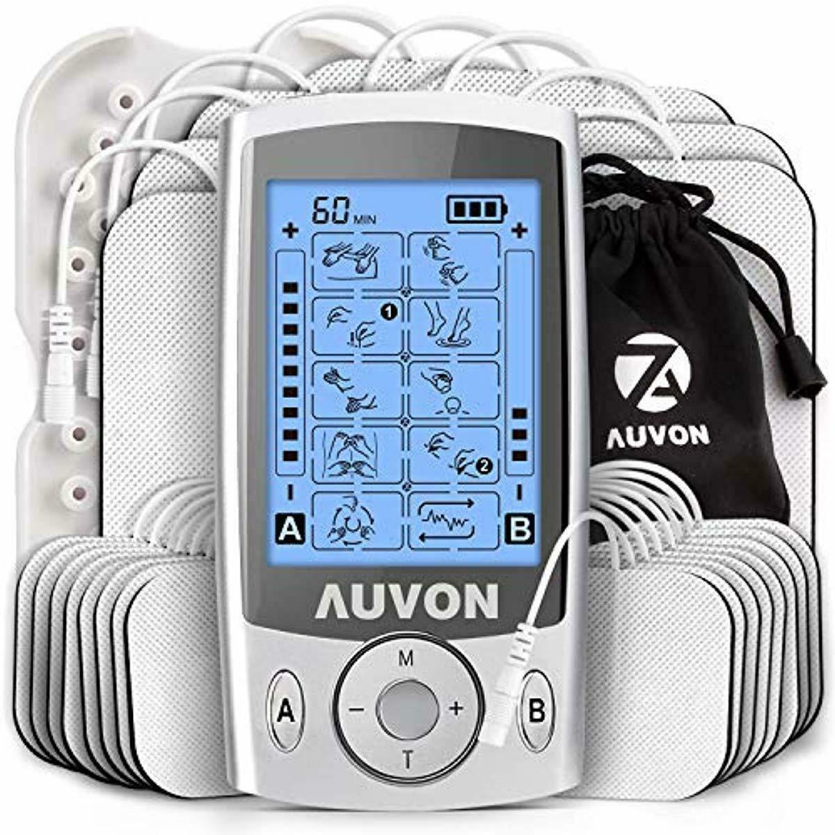 AUVON Dual Channel TENS Unit Muscle Stimulator (Family Pack), 20 Modes ...