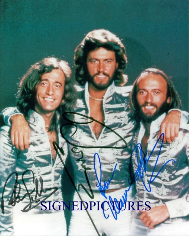 THE BEE GEES GROUP SIGNED AUTOGRAPH 8X10 RP PHOTO ALL 3 MAURICE BARRY ROBIN GIBB