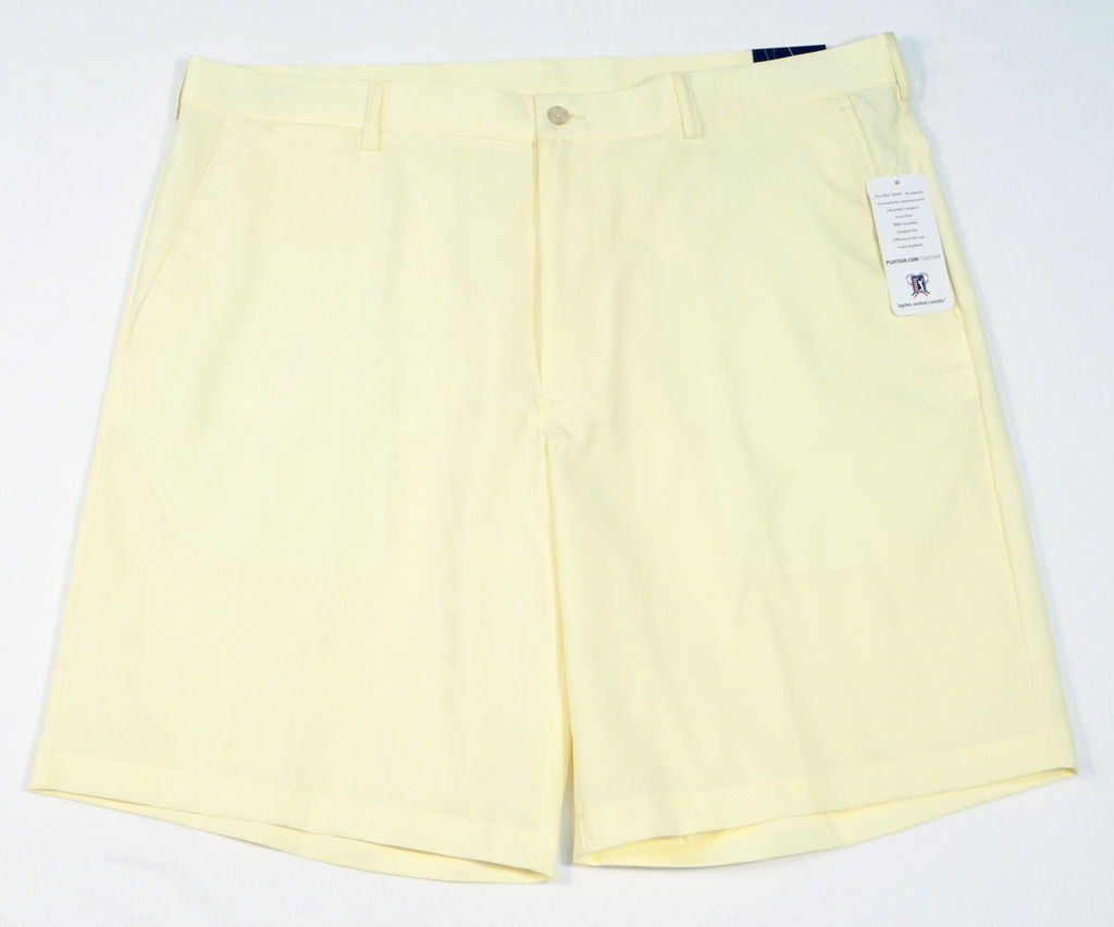 PGA Tour Yellow Clubhouse Golf Shorts Flat Front Mens NWT - Shorts