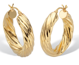 18K Gold Sterling Silver Twisted Hoop Earrings - $189.99