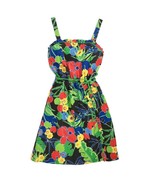 Vintage 70s XS Sundress Floral Black Sleeveless Tropical Garden Summer P... - $49.99