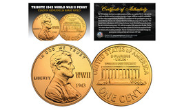 1943 TRIBUTE Steelie WWII Steel PENNY Coin Clad in Genuine 24K GOLD - Lo... - $9.46