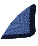 VTG Blue Crochet Knit Baby Infant Afghan Coverlet Square Security Blanke... - $19.79