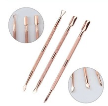 3pcs Gold Stainless Steel Cuticle Pusher Nail Art Pedicure Manicure Tools - $27.22
