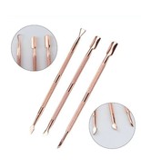 3pcs Gold Stainless Steel Cuticle Pusher Nail Art Pedicure Manicure Tools - $27.22