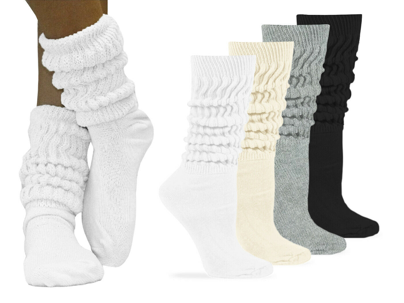 Jefferies Socks Womens Slouch Cotton Knit Scrunch Socks 3 Pair Pack