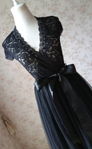 BLACK MAXI SKIRTS Plus Size Elastic Full Length Black Tulle Skirts Party Skirts image 5
