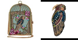 NEW MARY FRANCES PRETTY PARROT BEADED HANDBAG BIRD CAGE BAG &amp; COIN PURSE... - $214.95