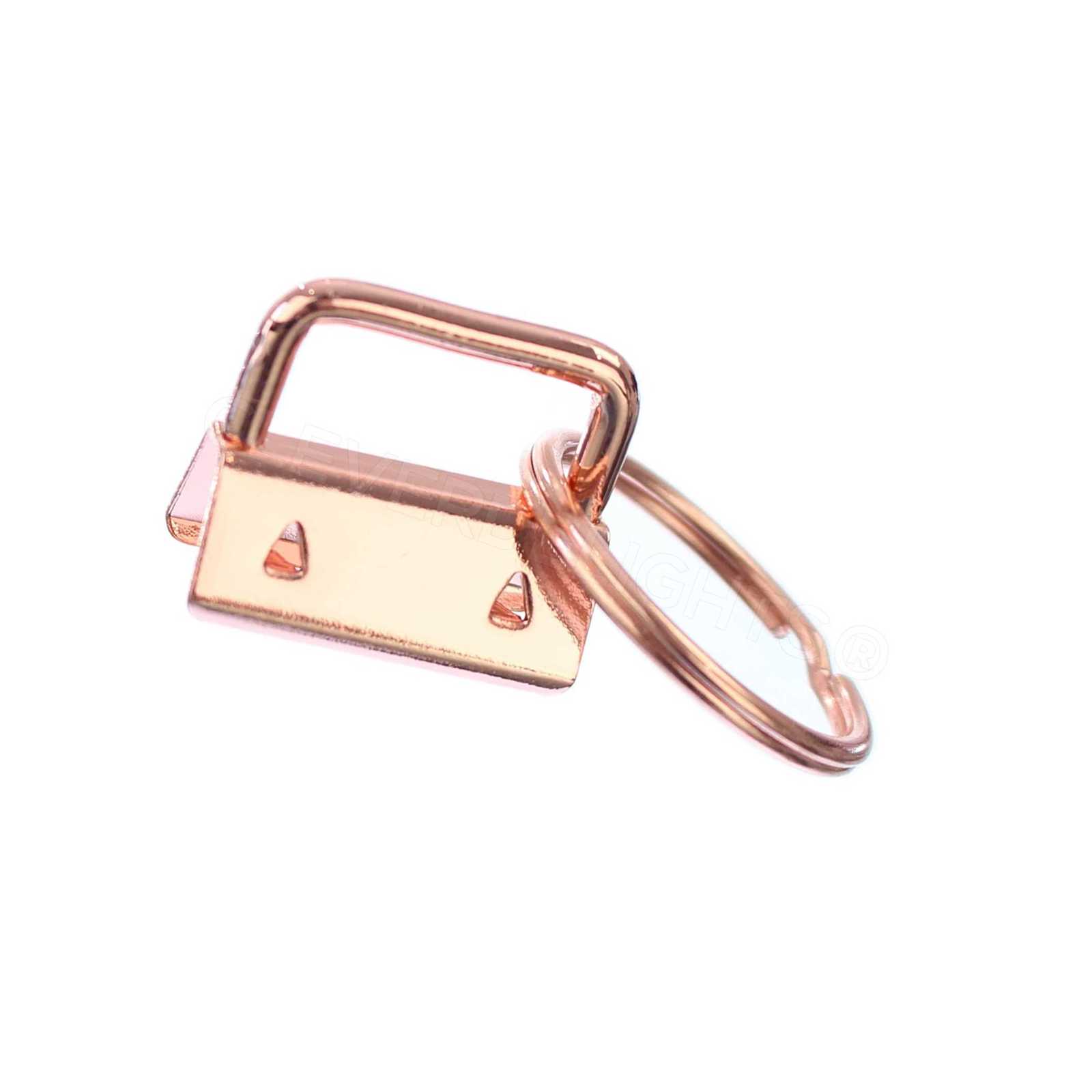 25 Pack - Clevers 1 Key Fob Hardware Set With Key S - Rose Gold Color - For