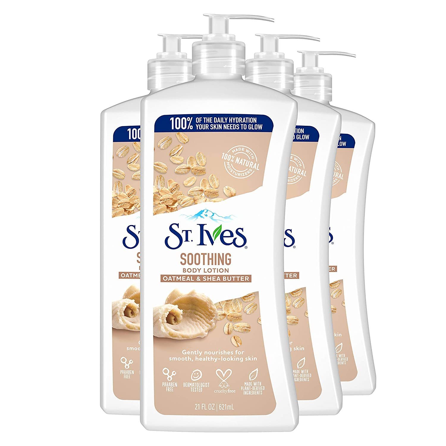 St. Ives Soothing Hand & Body Lotion Moisturizer,Oatmeal & Shea Butter 21 OZ,4Pk