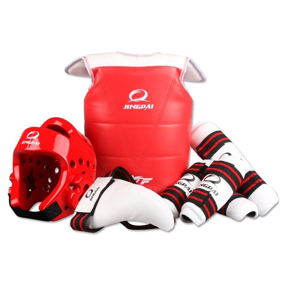 Taekwondo Protective Gear 5pcs Set Thick For Tournament red female sxl