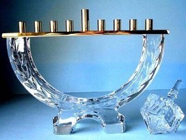 Waterford Crystal Menorah &amp; Dreidel 2 Piece Hanukkah Judaica Gift Set New - $428.90