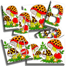 70&#39;S ADORABLE VINTAGE MERRY MUSHROOM LIGHT SWITCH OUTLET WALL PLATES KIT... - £8.84 GBP+