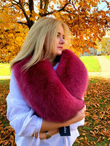 Fox Fur Stole 55' (140cm) Saga Furs Raspberry Pink Fur With Tails as Wristbands image 9