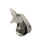 Clear Art Glass Unicorn Head Bust Controlled Bubbles Paperweight Mythical - $11.88