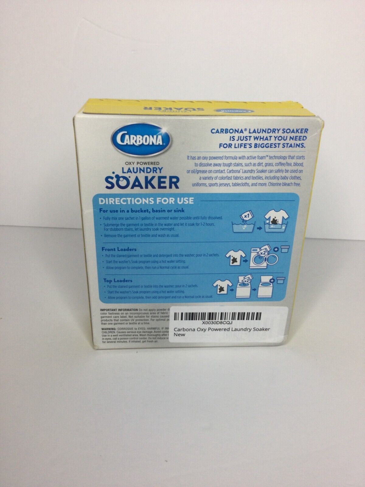 2 CARBONA OXY POWERED Fabric LAUNDRY SOAKER Stain Grease Remover Color Safe Detergents