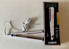 Conair Double Ceramic Flat Iron, 1 Inch, White/Rose Gold with box - $4.94