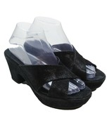 AGL Attilio Giusti Leombruni Black Sparkle Suede Leather Slip-on Sandals... - $54.44