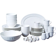 Gibson Home Regalia Embossed White Dinnerware Set, 16-Piece Set image 9