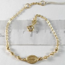 18K YELLOW GOLD BRACELET WITH MIRACULOUS MEDAL, BALLS, MADE IN ITALY, 5.9 INCHES image 1