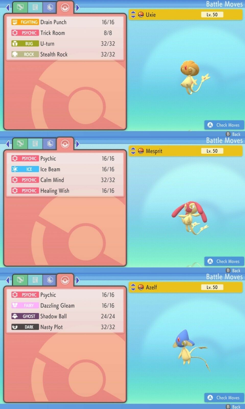Shiny 6IV Uxie, Mesprit & Azelf Pokemon Brilliant Diamond Shining Pearl