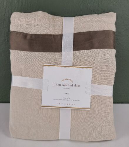 Pottery Barn Linen Silk KING Bed Skirt 14" Drop Two Toned - $74.25
