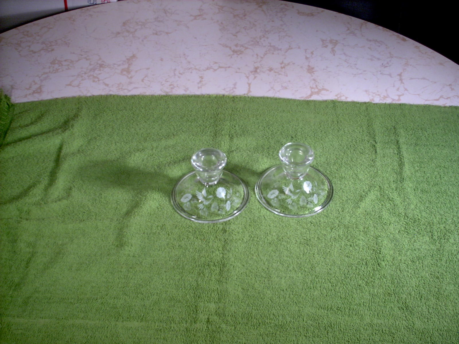 Primary image for Vintage Avon 24% Lead Crystal Etched Hummingbird Candle Holders 2 pcs.
