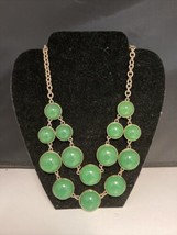 Anne Taylor Chunky Green Gumdrop Cabochon Crystal Double Strand Bib Necklace 18” - $24.70