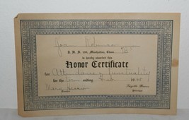 1948 Honor certificate  J. H. S. 138 Manhattan Grade 7B Principal Burns - $24.74