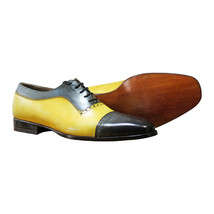 Handmade Men's Yellow & Green Leather Brogues Lace Up Dress/Formal Oxford Shoes image 3