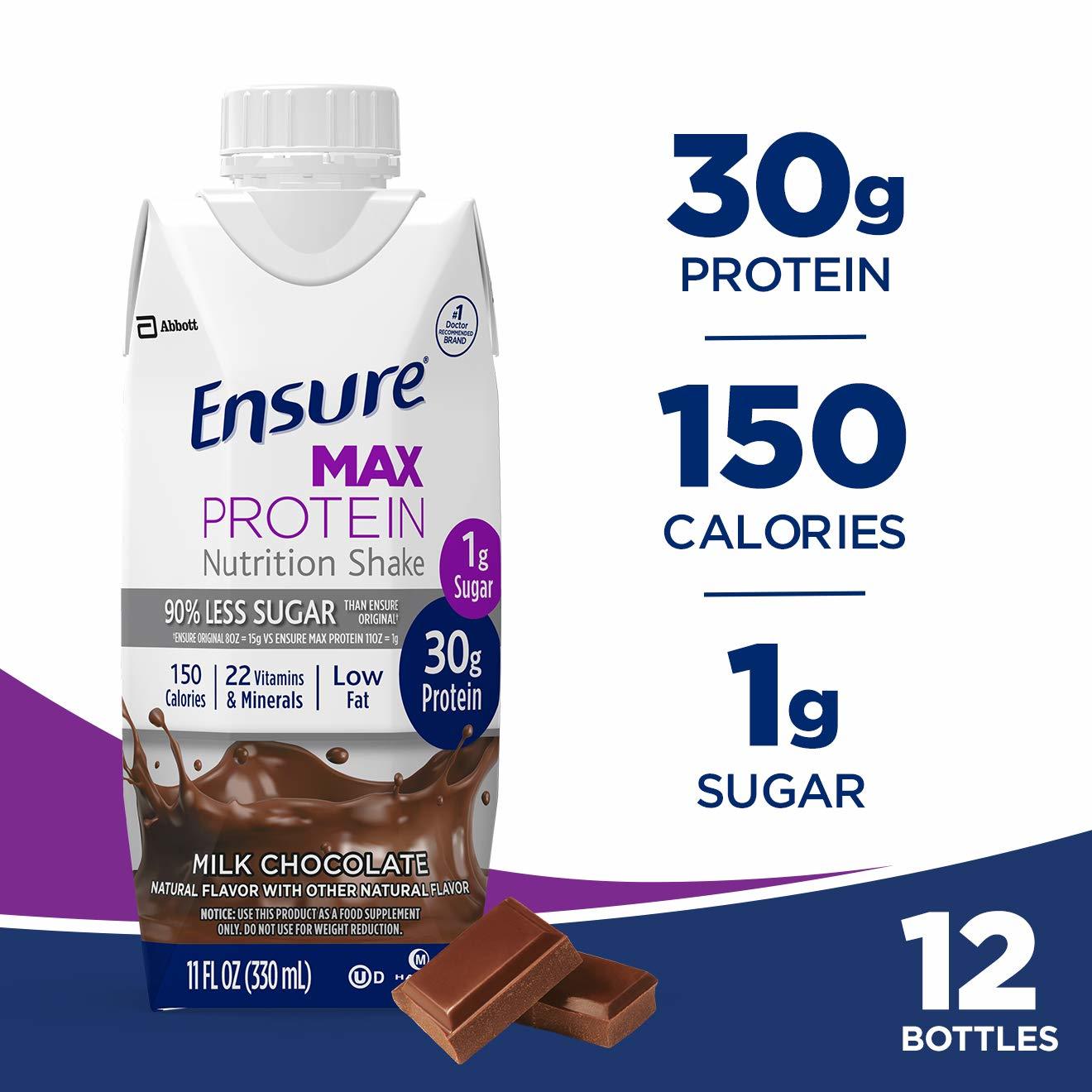 Ensure Max Protein Nutrition Shake with 30 g of protein, 1 g of sugar ...